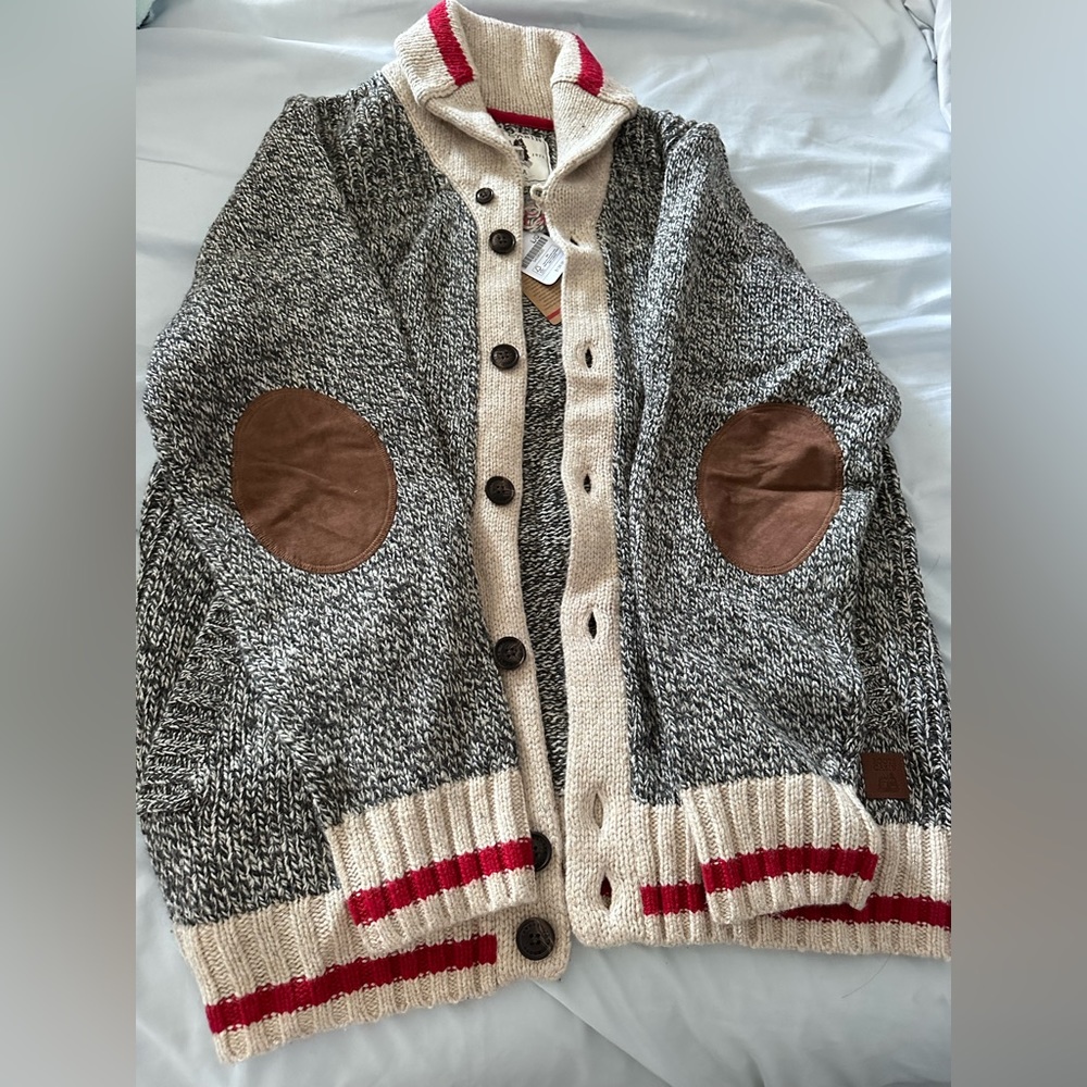 Roots Cabin Collection w/ elbow patches-Unisex- Grey Oat Mix colour